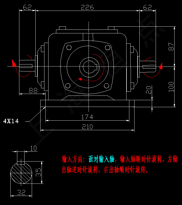 T7-1-LR-(O)-B3 轉向箱外型安裝尺寸CAD圖紙