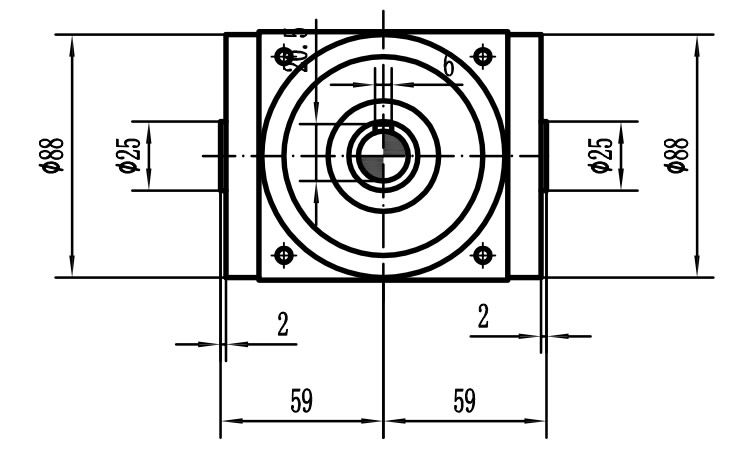 HDA09系列換向器：HDA09-2：1-E外形安裝尺寸圖1