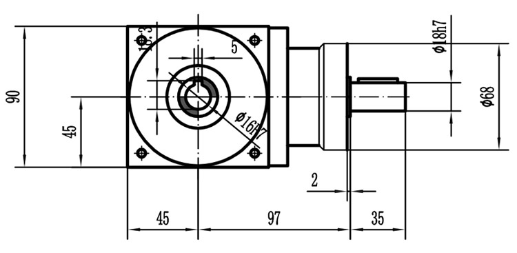 HDA09系列換向器：HDA09-2：1-E外形安裝尺寸圖2